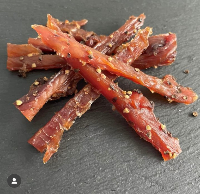 Natural Wild Smoked Salmon Jerky Peppered (30g)