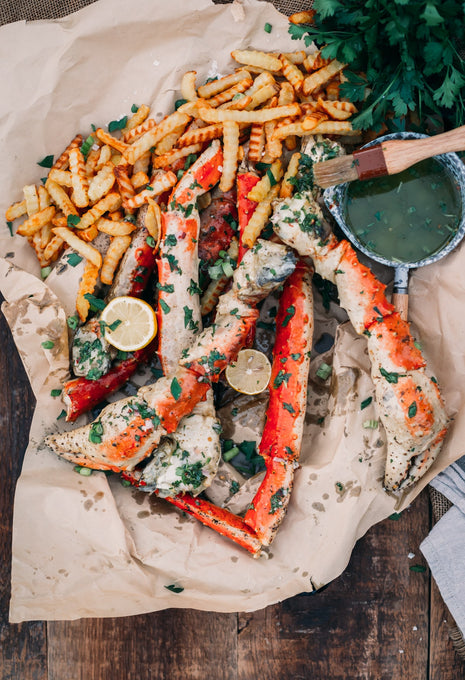 South American King Crab Legs with Chimichurri Sauce