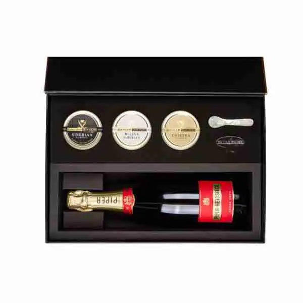3 x 30g — $430 (includes non-alcoholic Champagne, spoon, and key inside a golden box) Option 3 of 3.