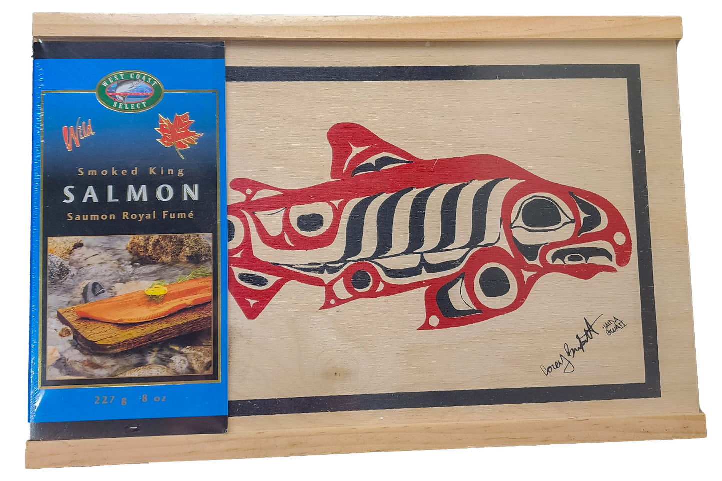 Smoked King Salmon 227g (Includes handmade Haida artwork box)